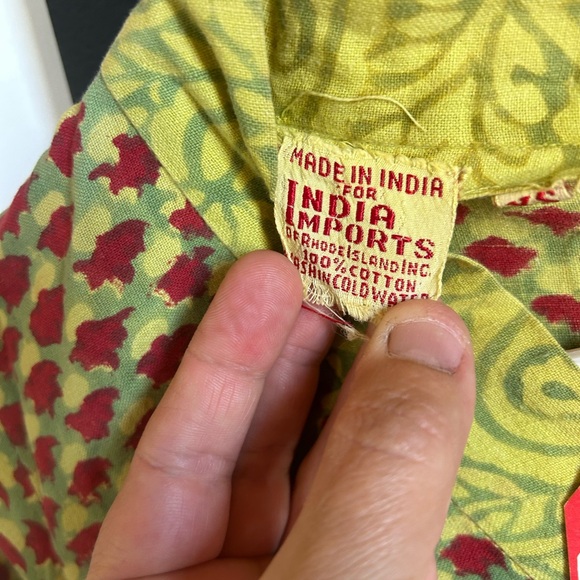 Vintage 70s Hippie Boho Indian Cotton Paisley Blockprint Tunic Dress Size XS - Picture 8 of 11